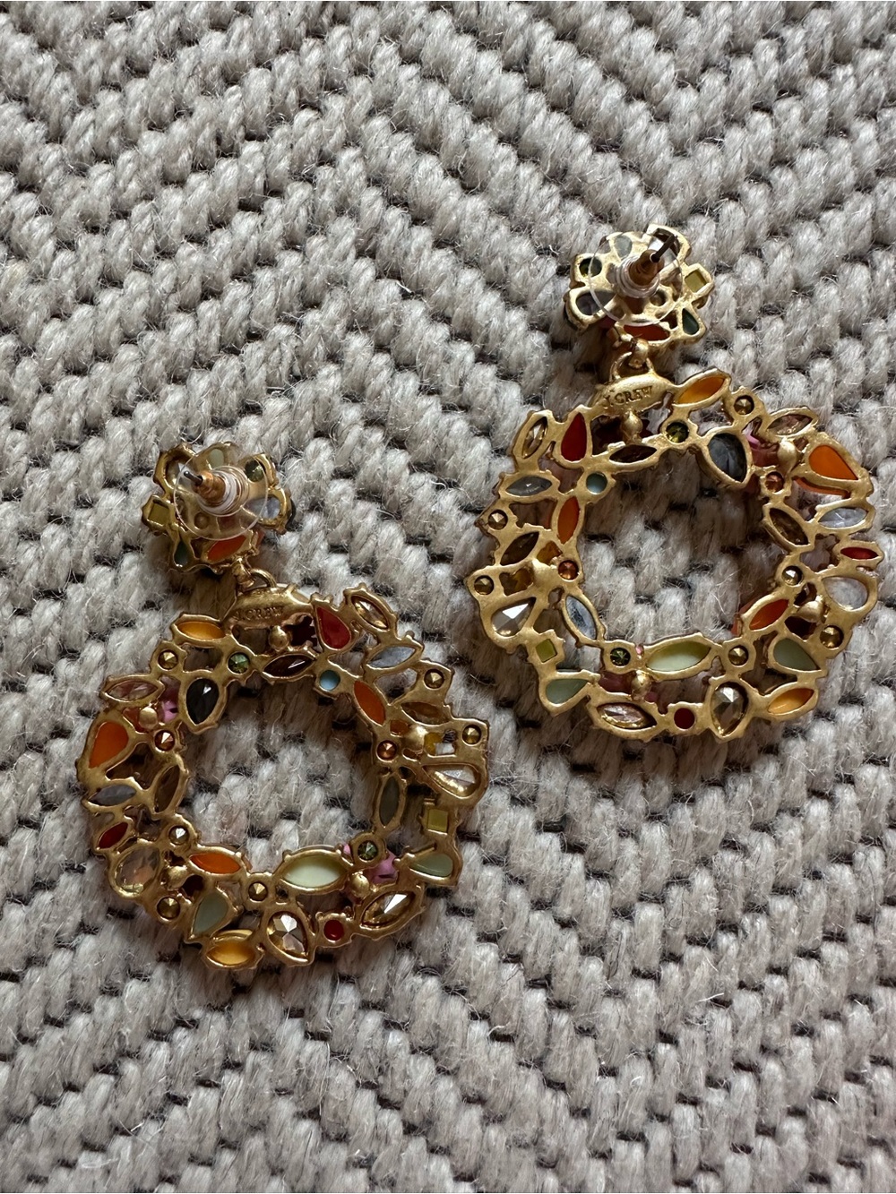Multicolor Floral Statement Hoop Earrings - Women Jewelry - Picture 4 of 5